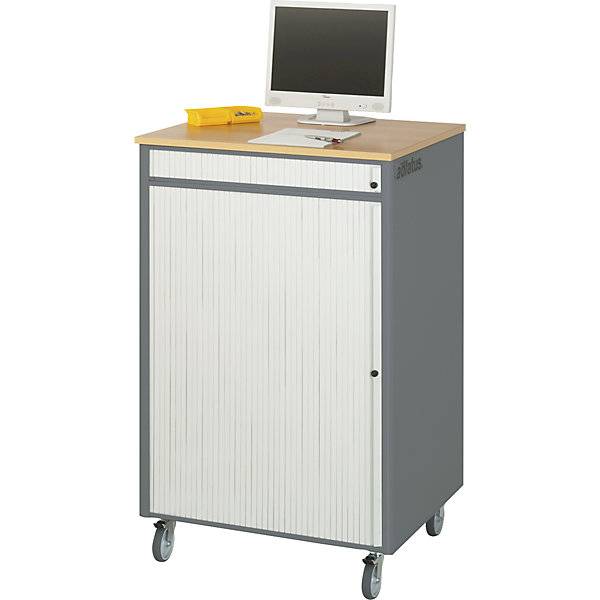 Computer-Arbeitsplatz HxBxT 1100 x 720 x 660 mm fahrbar anthrazit-metallic / enzianblau. Rau GmbH 10013949-0
