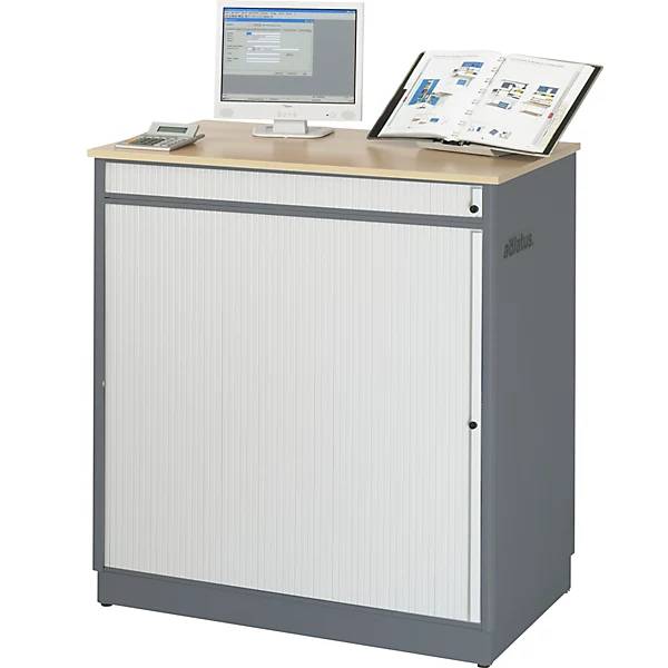 Computer-Arbeitsplatz HxBxT 1100 x 1030 x 660 mm anthrazit-metallic / enzianblau. Rau GmbH 10014649-2