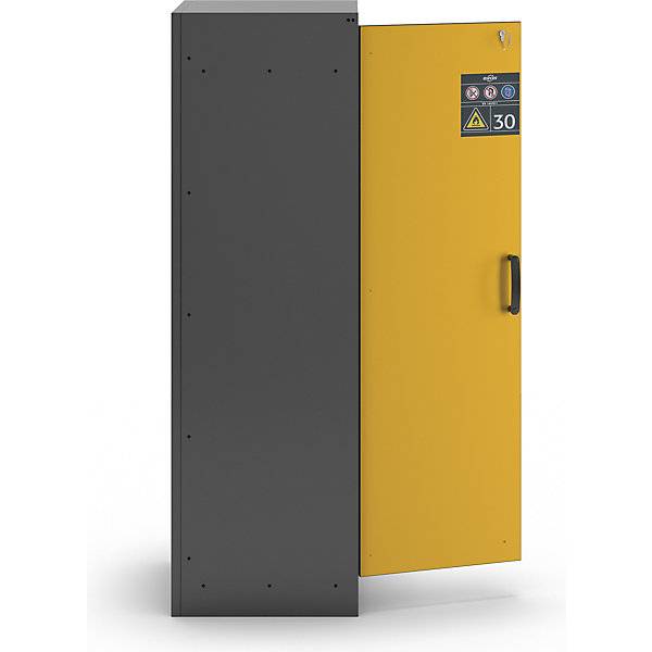 Gefahrstoffschrank, Sicherheitsschrank Typ 30 - ca. 2 x 0,6 x 0,6 m - Türanschlag links - 3 Fachböden - mit Lochblech --2