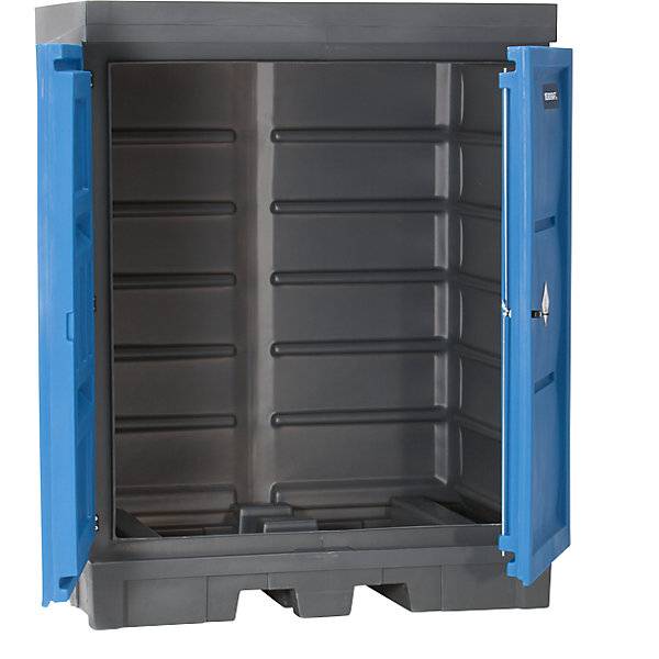 PE-Gefahrstoffdepot mit Türen für 2 x 200-l-Fässer Auffangvolumen 250 l. TAKKT Industrial & Packaging GmbH-0