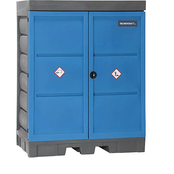 PE-Gefahrstoffdepot mit Türen für 2 x 200-l-Fässer Auffangvolumen 250 l. TAKKT Industrial & Packaging GmbH-3