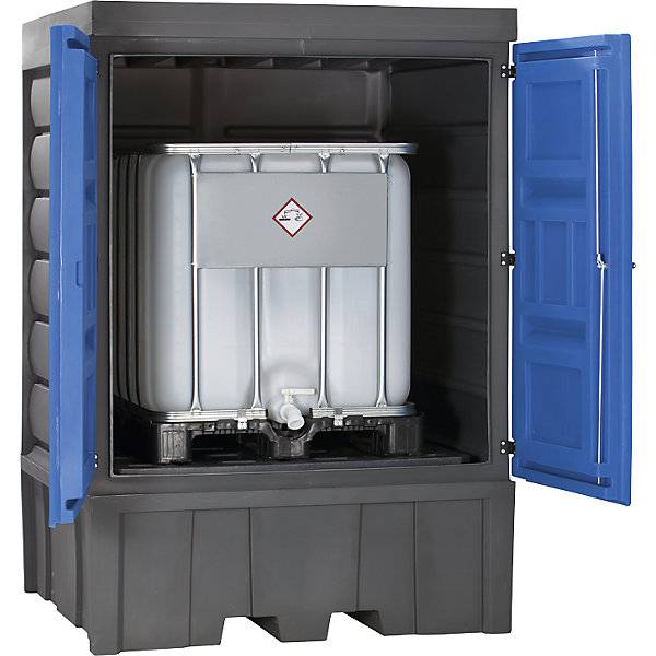PE-Gefahrstoffdepot mit Türen für 4 x 200-l-Fässer Auffangvolumen 1150 l. TAKKT Industrial & Packaging GmbH-1
