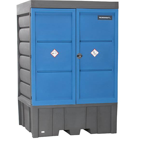 PE-Gefahrstoffdepot mit Türen für 4 x 200-l-Fässer Auffangvolumen 1150 l. TAKKT Industrial & Packaging GmbH-2