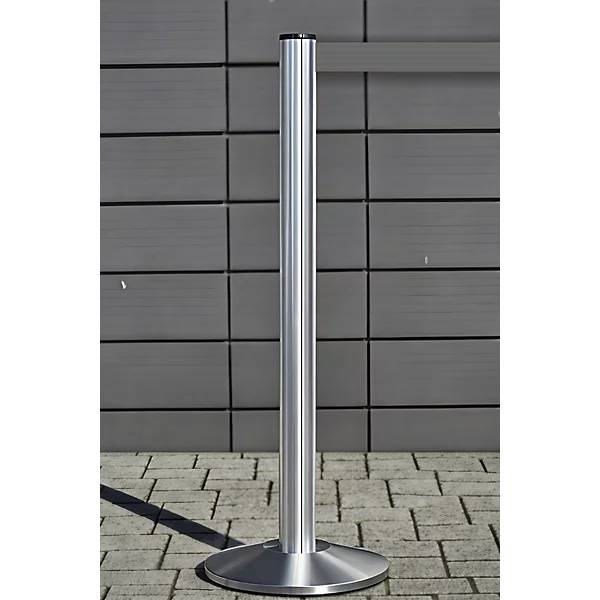 Gurtpfosten Beltrac EXTEND Aluminium Pfosten Chrom poliert Gurt silbergrau. VIA GUIDE GmbH 69223349-1