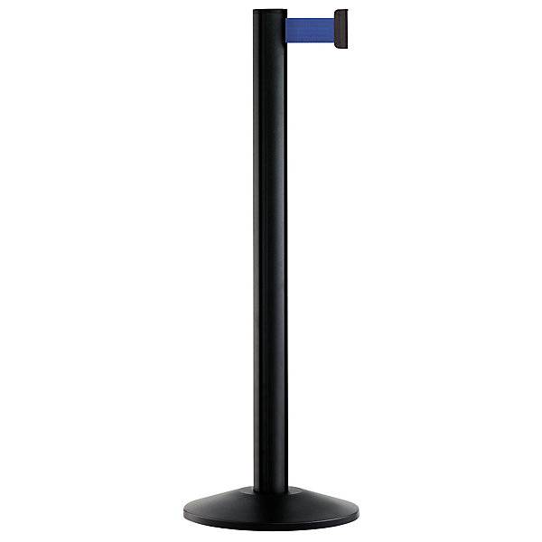 Gurtpfosten aus Aluminium Pfosten schwarz Auszug 2300 mm Gurtfarbe Blau. VIA GUIDE GmbH 11268649-0
