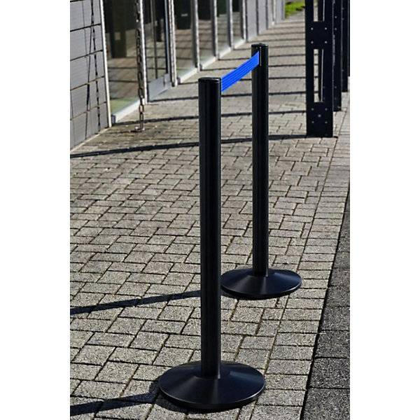 Gurtpfosten aus Aluminium Pfosten schwarz Auszug 2300 mm Gurtfarbe Blau. VIA GUIDE GmbH 11268649-1
