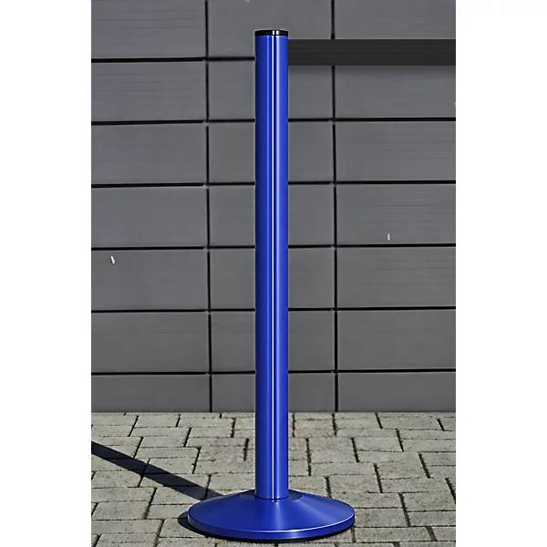 Gurtpfosten aus Aluminium Pfosten blau Auszug 2300 mm Gurtfarbe Schwarz. VIA GUIDE GmbH 11270049-1