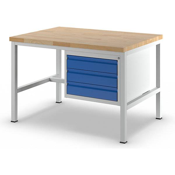 Werkbank Gestellbauweise 3 Schubladen Größe L Tiefe 900 mm Breite 1250 mm. Rau GmbH 11294649-1