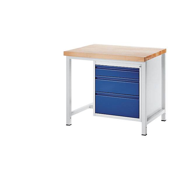 Werkbank Gestellbauweise 3 Schubladen Größe L je 1 x 120/180/240 mm hoch Tiefe 700 mm Breite 1000 mm. Rau