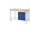 Werkbank Gestellbauweise 3 Schubladen Größe L je 1 x 120/180/240 mm hoch Tiefe 700 mm Breite 1250 mm. Rau