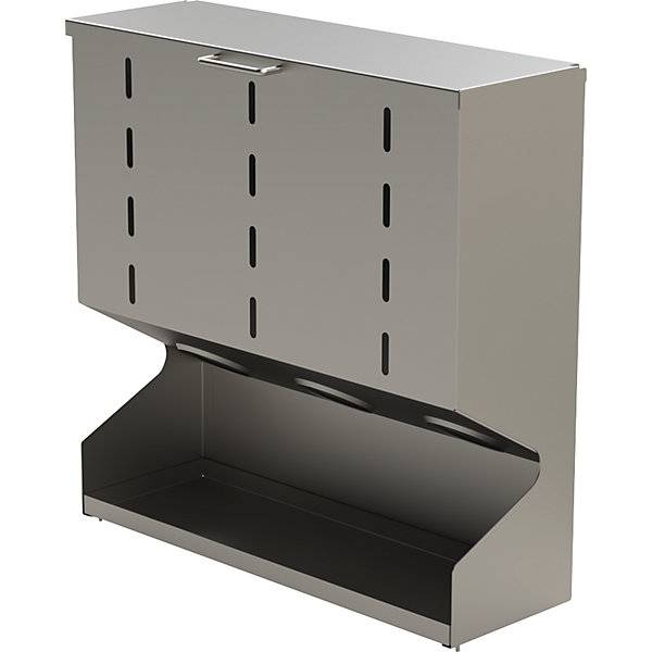 Reinraum-Spenderbox aus Edelstahl, 3 Abteile, 450 x 150 x 600 mm