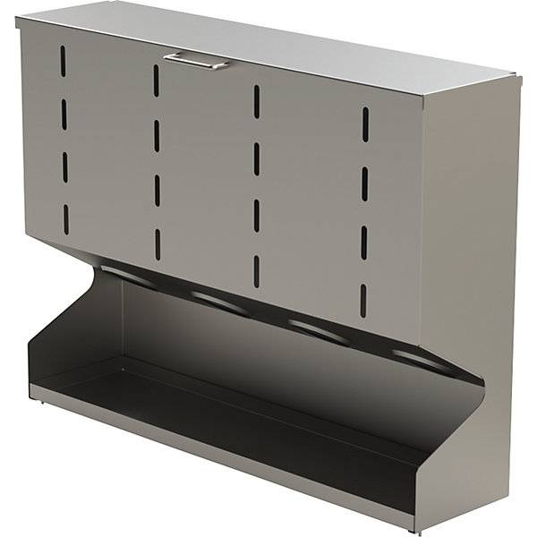 Reinraum-Spenderbox aus Edelstahl, 4 Abteile, 600 x 150 x 600 mm