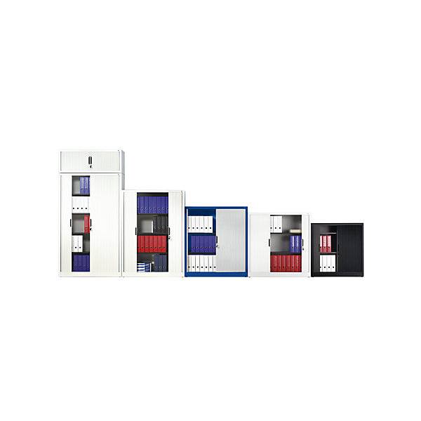 Rollladenschrank mit Horizontal-Jalousie HxBxT 1660 x 1000 x 420 mm 3 Fachböden 4 Ordnerhöhen lichtgrau. C+P-1