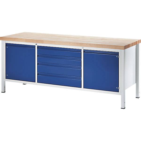 Werkbank Gestellbauweise 4 Schubladen Größe XL 2 Türen Tiefe 900 mm Breite 2000 mm. Rau GmbH 11299049-1