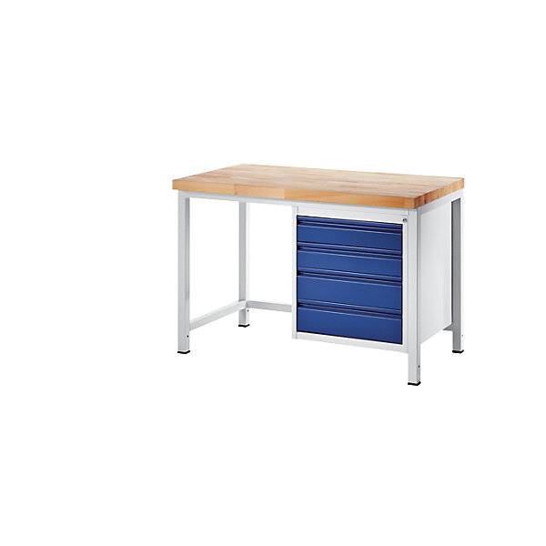 Werkbank Gestellbauweise 4 Schubladen Größe L Tiefe 700 mm Breite 1250 mm. Rau GmbH 11295949