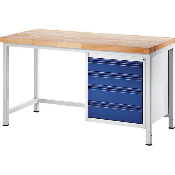 Werkbank Gestellbauweise 4 Schubladen Größe L Tiefe 700 mm Breite 1250 mm. Rau GmbH 11295949-1