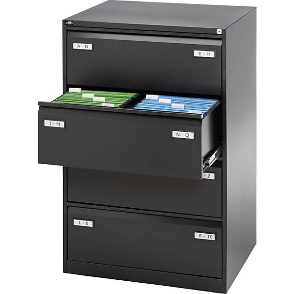 Hängeregistraturschrank LIGHT 2-bahnig 4 Schübe DIN A4 quer tiefschwarz. TAKKT Industrial & Packaging GmbH