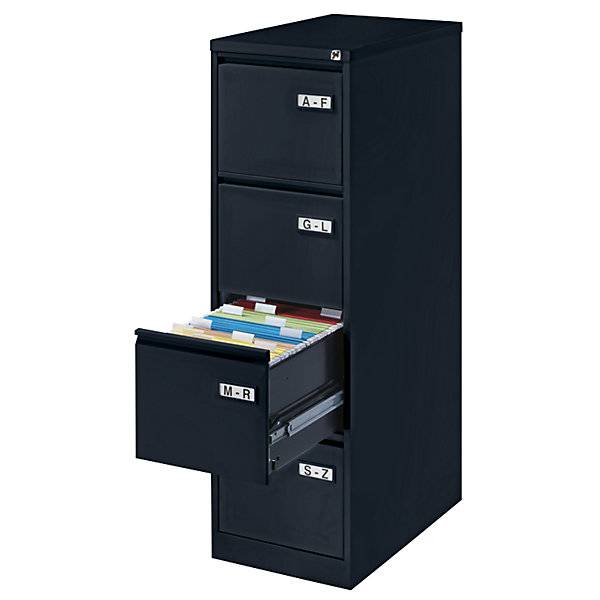 Hängeregistraturschrank LIGHT 1-bahnig 4 Schübe DIN A4 tiefschwarz. Bisley GmbH 11334849