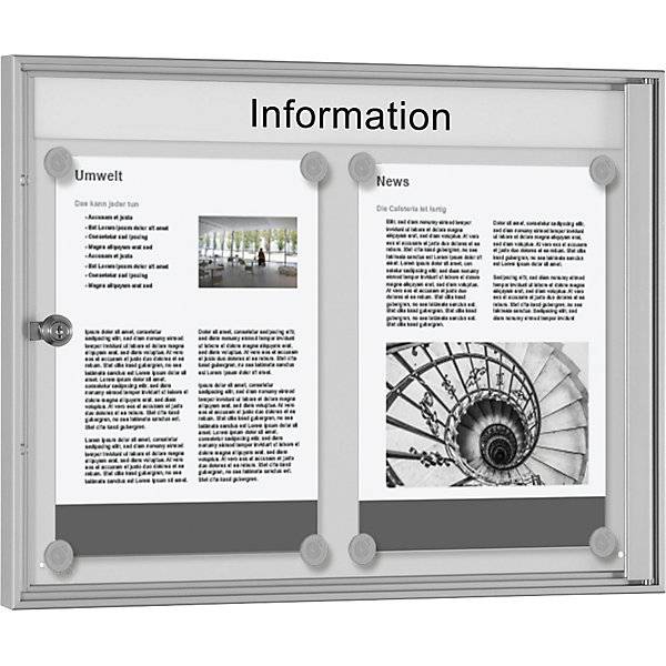 Schaukasten für innen für Format 2 x 1 DIN A4 Rahmen silber eloxiert. Schaar-Design 11416049-0