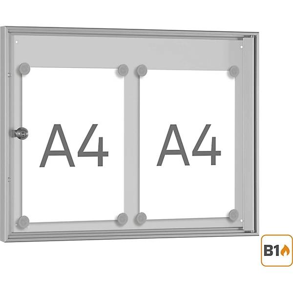 Schaukasten für innen für Format 2 x 1 DIN A4 Rahmen silber eloxiert. Schaar-Design 11416049-3