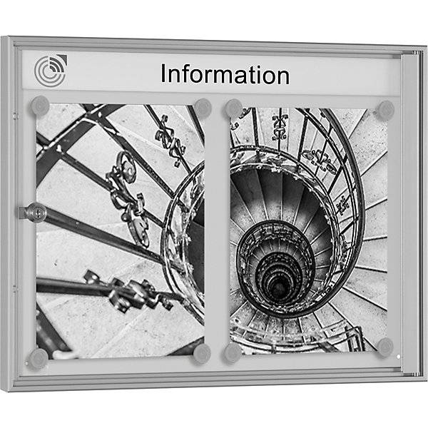 Schaukasten für innen für Format 2 x 1 DIN A4 Rahmen silber eloxiert. Schaar-Design 11416049-4