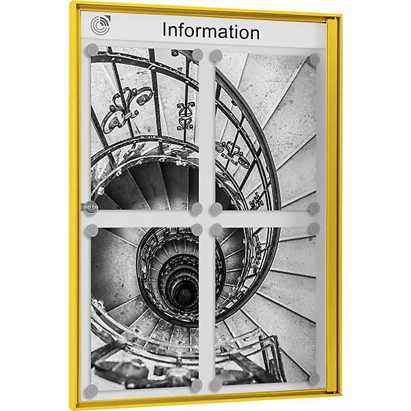 Schaukasten für innen für Format 2 x 2 DIN A4 Rahmen gelb. Schaar-Design 11416449-2