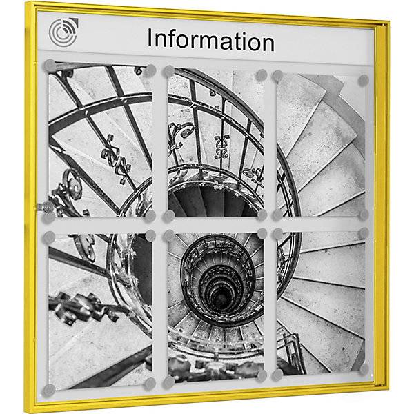 Schaukasten für innen für Format 3 x 2 DIN A4 Rahmen gelb. Schaar-Design 11416549-3