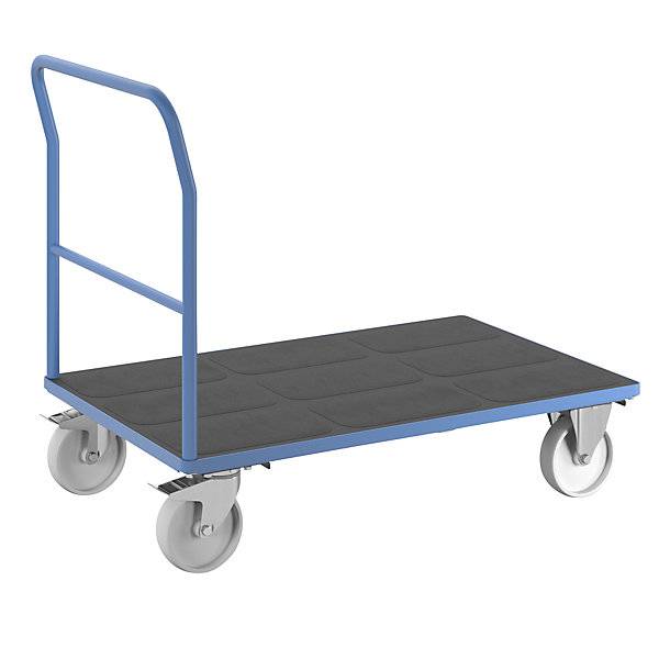 Plattformwagen mit Gitterwänden Rohrschiebebügel Polyamidreifen LxB 1250 x 800 mm lichtblau. TAKKT Industrial
