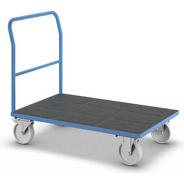 Plattformwagen mit Gitterwänden Rohrschiebebügel Polyamidreifen LxB 1250 x 800 mm lichtblau. TAKKT Industrial-2