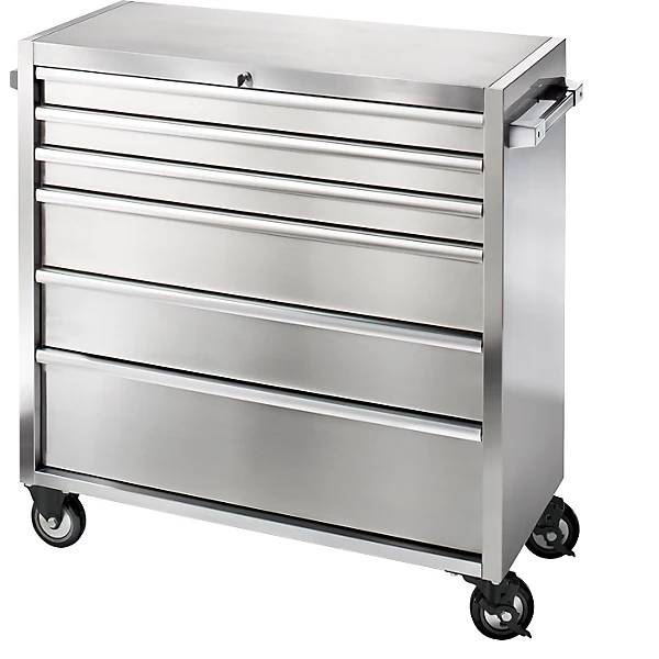 Edelstahl-Schubladenrollwagen 6 Schubladen mit Einzelarretierung HxBxT 1110 x 1056 x 470 mm. Simon Evers & CO.-0