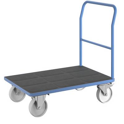 Plattformwagen mit Gitterwänden Rohrschiebebügel Polyamidreifen LxB 1050 x 700 mm lichtblau. TAKKT Industrial-0
