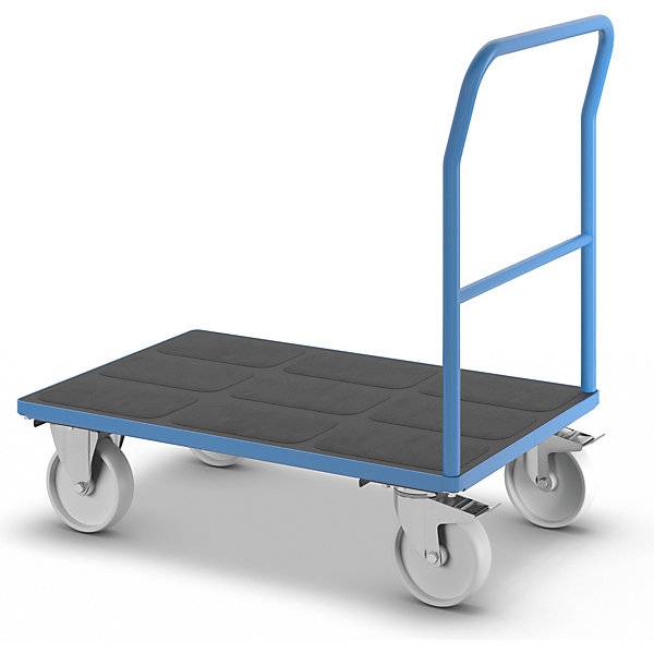 Plattformwagen mit Gitterwänden Rohrschiebebügel Polyamidreifen LxB 1050 x 700 mm lichtblau. TAKKT Industrial-2