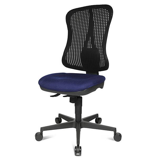 Bürostuhl Muldensitz ohne Armlehnen Sitz blau Netz-Rücken schwarz. Topstar GmbH 11510349-2