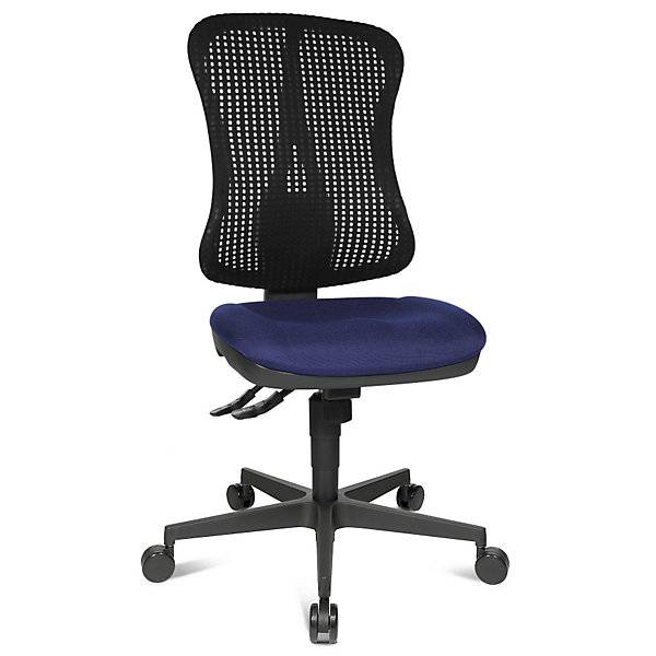 Bürostuhl Muldensitz ohne Armlehnen Sitz blau Netz-Rücken schwarz. Topstar GmbH 11510349-3