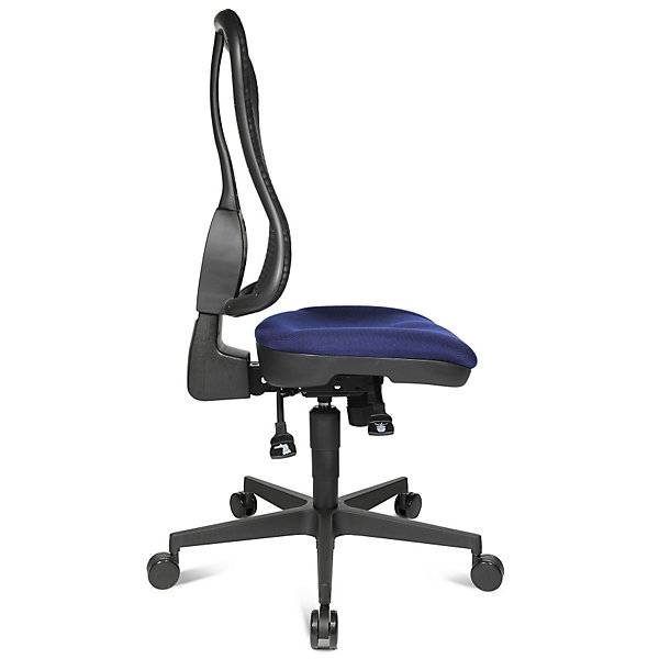 Bürostuhl Muldensitz ohne Armlehnen Sitz blau Netz-Rücken schwarz. Topstar GmbH 11510349-4