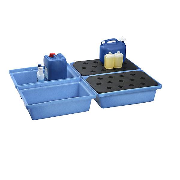 PE-Kleingebinde- und Palettenwanne LxBxH 600 x 400 x 170 mm Auffangvolumen 20 l mit PE-Gitterrost. Emtez GmbH-1