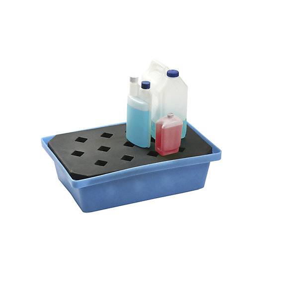 PE-Kleingebinde- und Palettenwanne LxBxH 600 x 400 x 170 mm Auffangvolumen 20 l mit PE-Gitterrost. Emtez GmbH-2