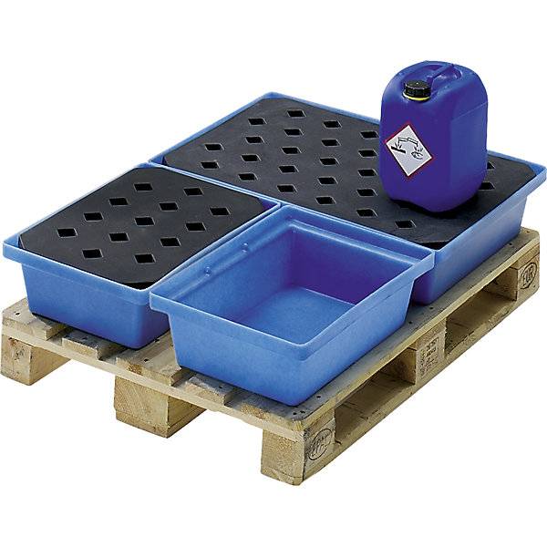 PE-Kleingebinde- und Palettenwanne LxBxH 600 x 400 x 170 mm Auffangvolumen 20 l mit PE-Gitterrost. Emtez GmbH-3