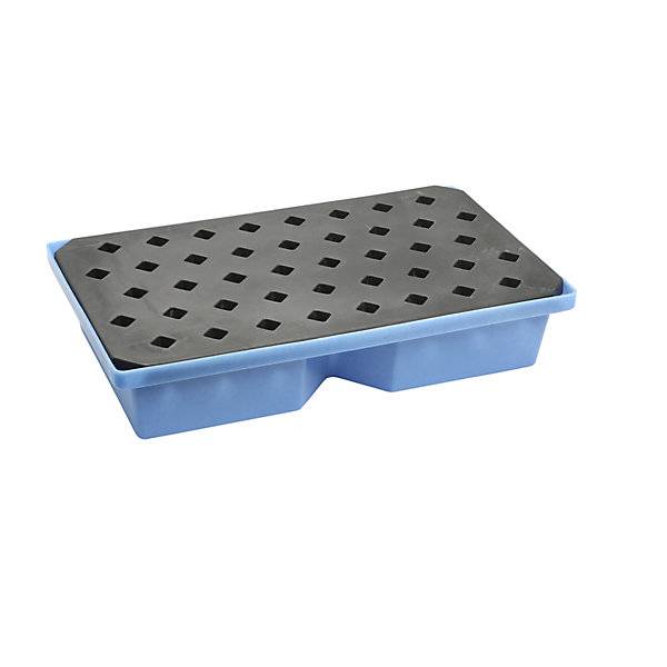PE-Kleingebinde- und Palettenwanne LxBxH 1000 x 600 x 200 mm Auffangvolumen 60 l mit PE-Gitterrost. Emtez GmbH