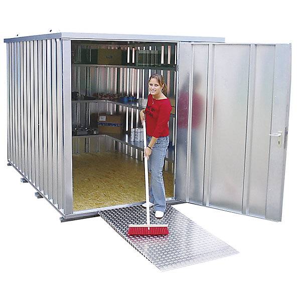 Schnellbaucontainer verzinkt zerlegt mit Holzfußboden Außen-BxTxH 4100 x 2100 x 2100 mm. 123420 49 Container-1