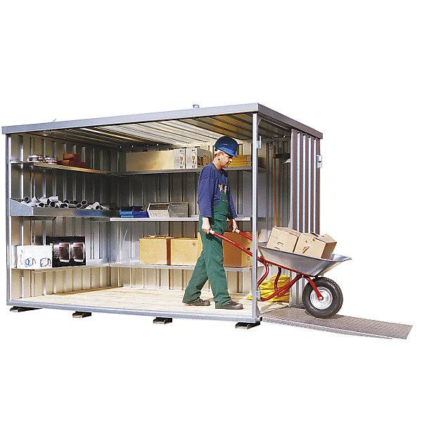 Schnellbaucontainer verzinkt zerlegt mit Holzfußboden Außen-BxTxH 4100 x 2100 x 2100 mm. 123420 49 Container-3