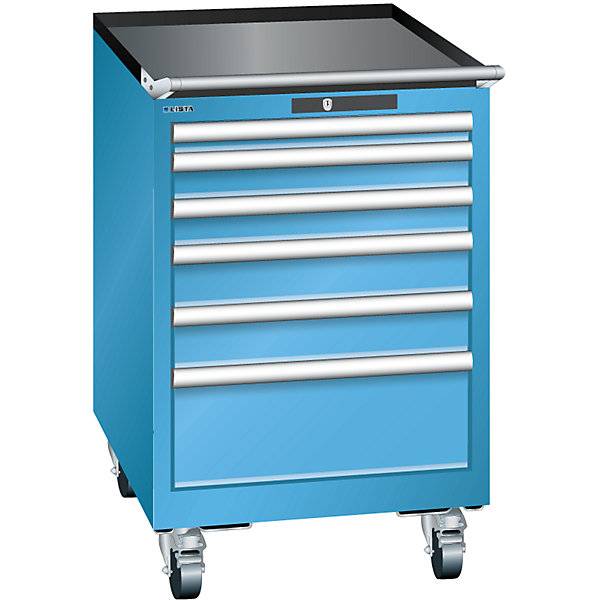 Schubladenschrank Breite 564 mm fahrbar 6 Schubladen HxT 890 x 572 mm grau metallic / lichtgrau. Lista GmbH-1