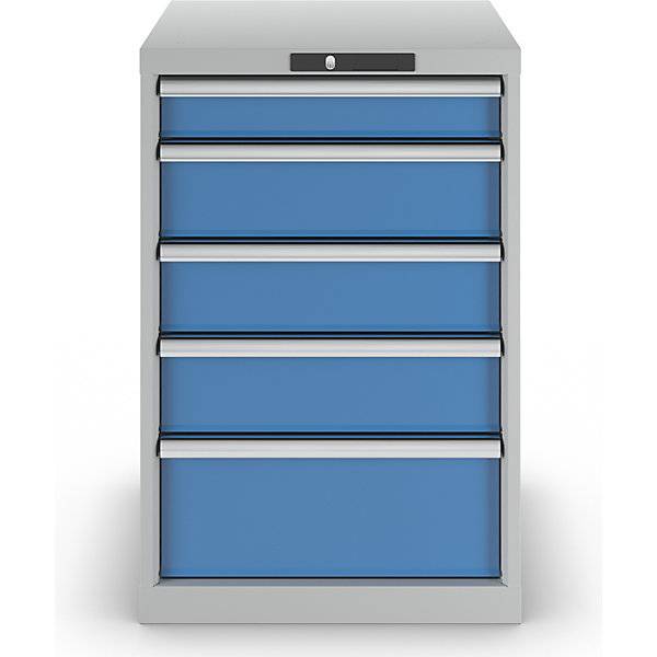 Schubladenschrank 5 Schubladen BxTxH 564 x 572 x 850 mm lichtgrau / lichtblau. Lista GmbH 11656349-1