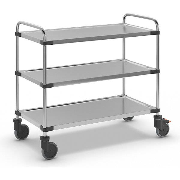 Servierwagen aus Edelstahl mit 3 Etagen LxBxH 1070 x 570 x 950 mm unmontiert. RieberGmbH & CO. KG 11920149-0