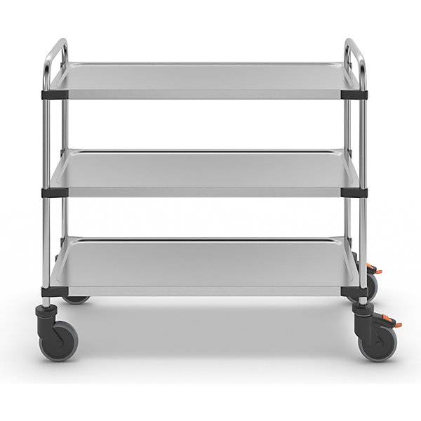 Servierwagen aus Edelstahl mit 3 Etagen LxBxH 1070 x 570 x 950 mm unmontiert. RieberGmbH & CO. KG 11920149-1