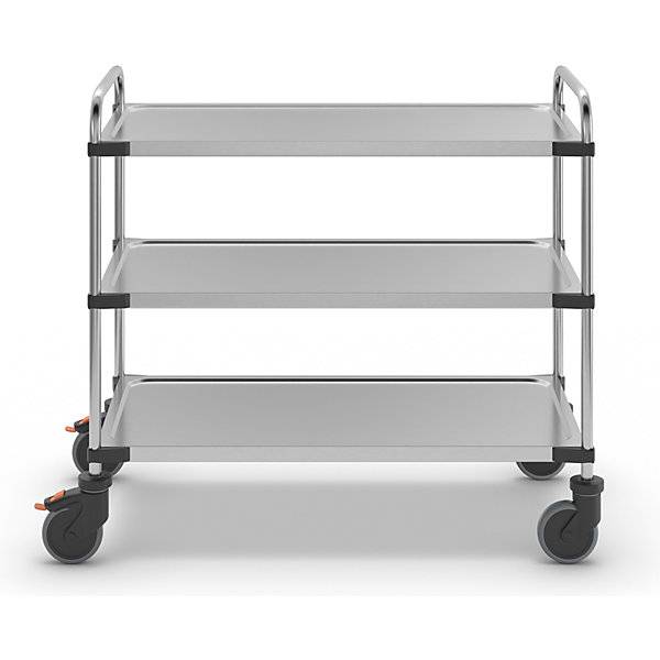 Servierwagen aus Edelstahl mit 3 Etagen LxBxH 1070 x 570 x 950 mm unmontiert. RieberGmbH & CO. KG 11920149-3