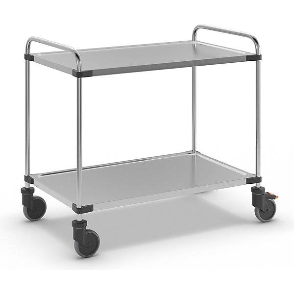 Servierwagen aus Edelstahl mit 2 Etagen LxBxH 1070 x 670 x 950 mm montiert. RieberGmbH & CO. KG 11920649-0