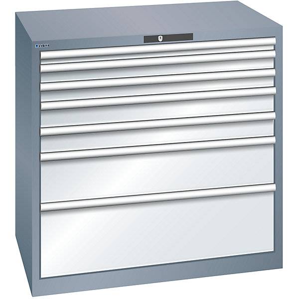 Schubladenschrank 7 Schubladen BxTxH 1023 x 725 x 1000 mm grau metallic / lichtgrau. Lista GmbH 11705049-0