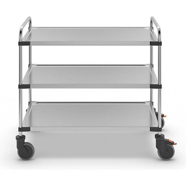 Servierwagen aus Edelstahl mit 3 Etagen LxBxH 1070 x 670 x 950 mm montiert. RieberGmbH & CO. KG 11920749-1