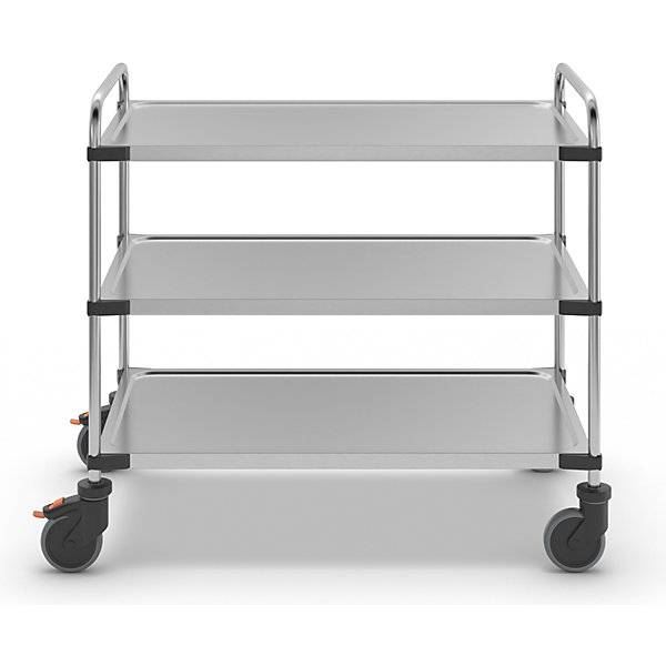 Servierwagen aus Edelstahl mit 3 Etagen LxBxH 1070 x 670 x 950 mm montiert. RieberGmbH & CO. KG 11920749-3
